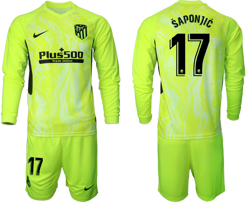 2020-21 Atletico Madrid away  17# SAPONJIC long sleeve soccer jerseys