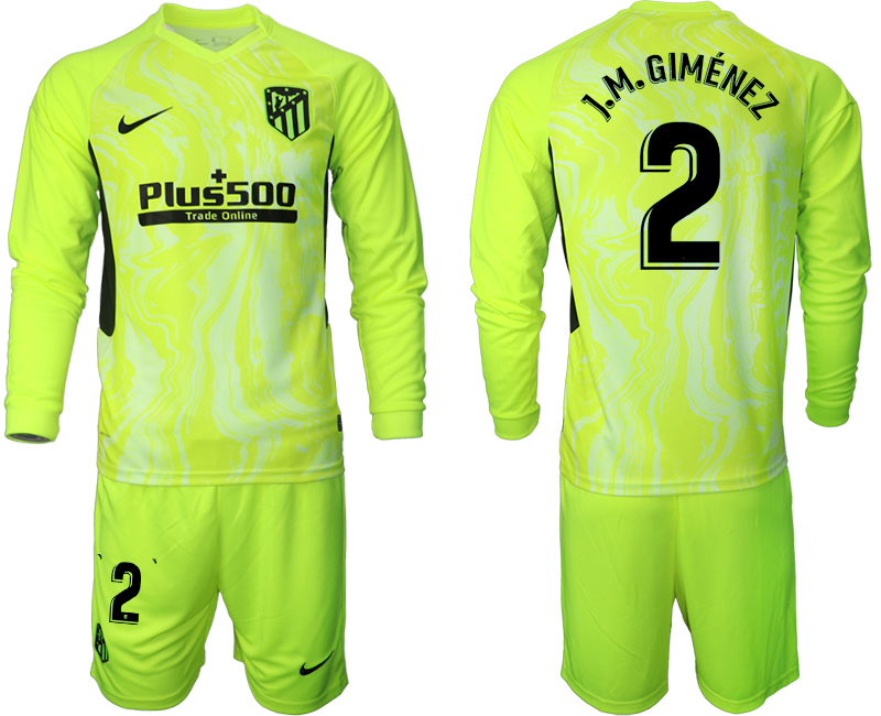 2020-21 Atletico Madrid away  2# J.M.GIMENEZ long sleeve soccer jerseys