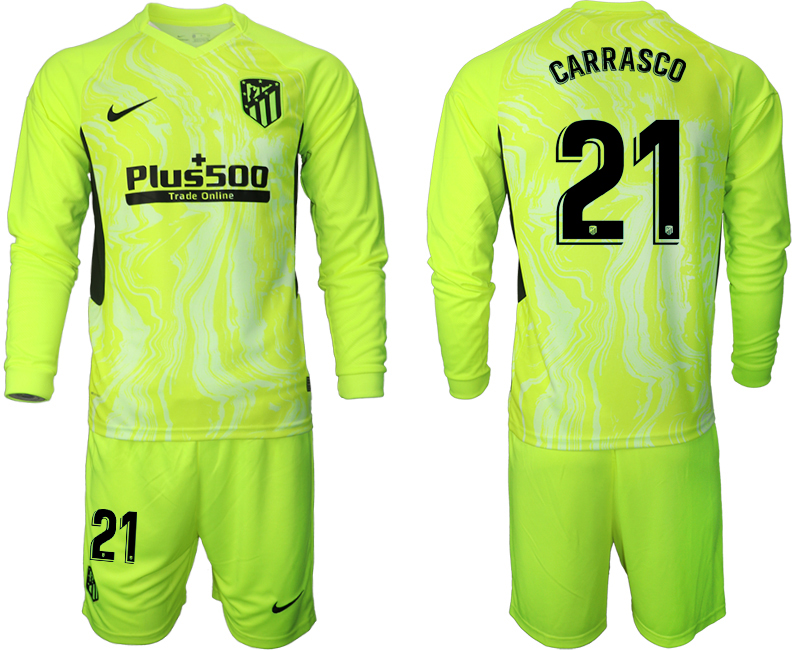 2020-21 Atletico Madrid away  21# CARRASCO long sleeve soccer jerseys