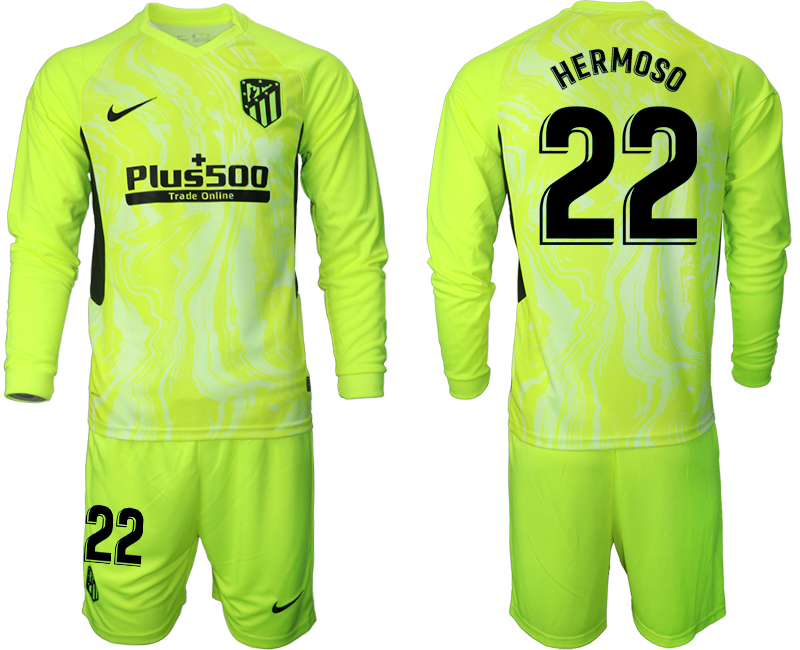 2020-21 Atletico Madrid away  22# HERMOSO long sleeve soccer jerseys