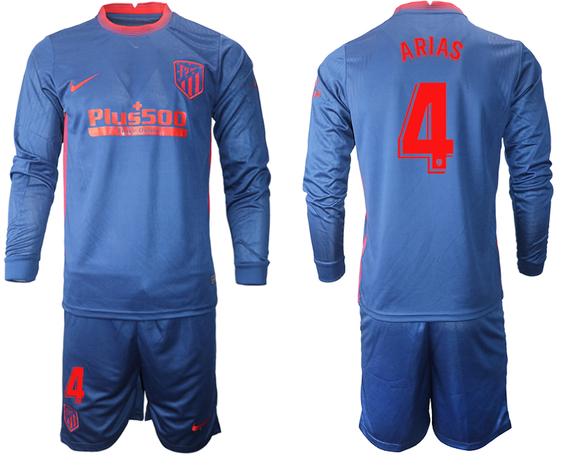 2020-21 Atletico Madrid away 4# ARIAS long sleeve soccer jerseys