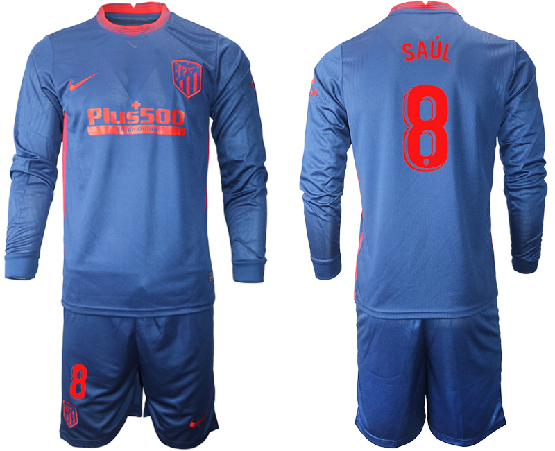 2020-21 Atletico Madrid away 8# SAUL long sleeve soccer jerseys