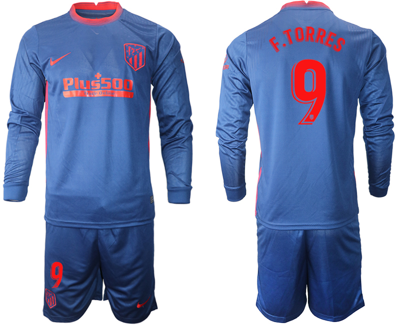 2020-21 Atletico Madrid away 9# F.TORRES long sleeve soccer jerseys