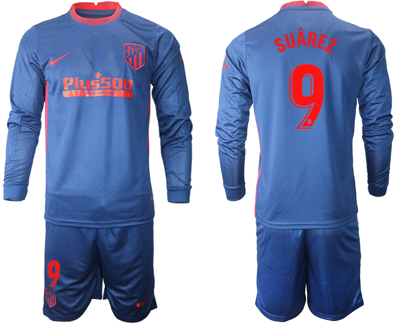 2020-21 Atletico Madrid away 9# SUAREZ long sleeve soccer jerseys