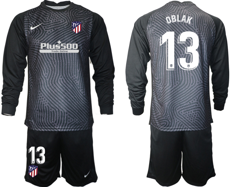 2020-21 Atletico Madrid black goalkeeper 13# OBLAK long sleeve soccer jerseys