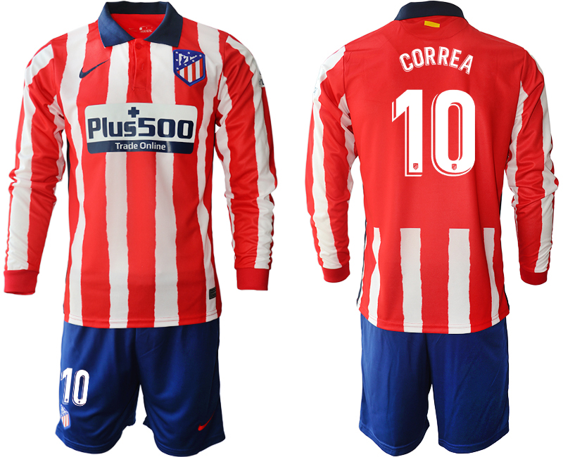 2020-21 Atletico Madrid home 10# CORREA long sleeve soccer jerseys