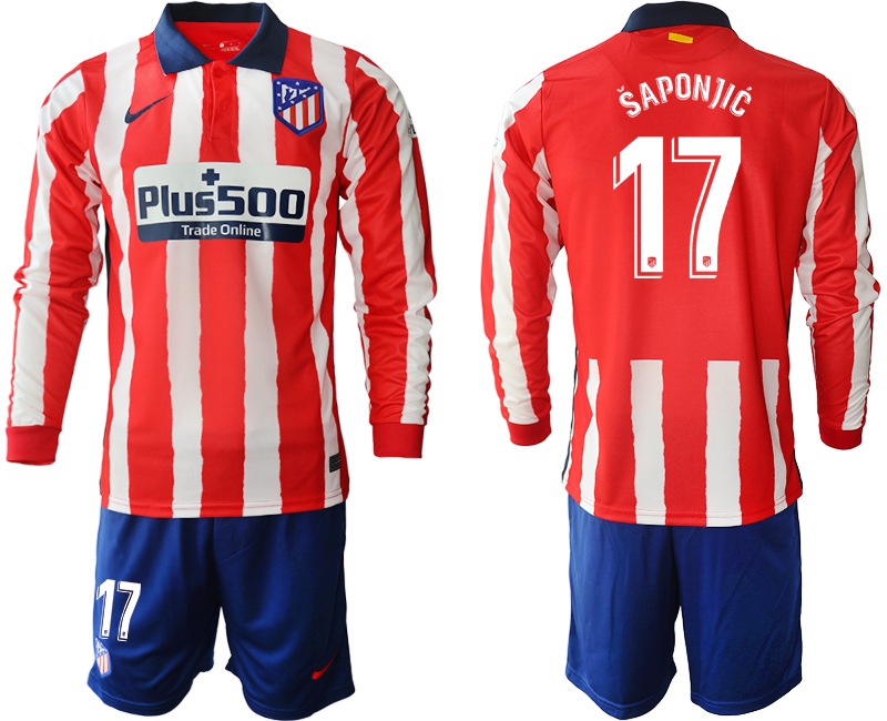 2020-21 Atletico Madrid home 17# SAPONJIC long sleeve soccer jerseys