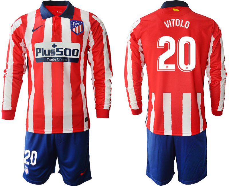 2020-21 Atletico Madrid home 20# VITOLO long sleeve soccer jerseys