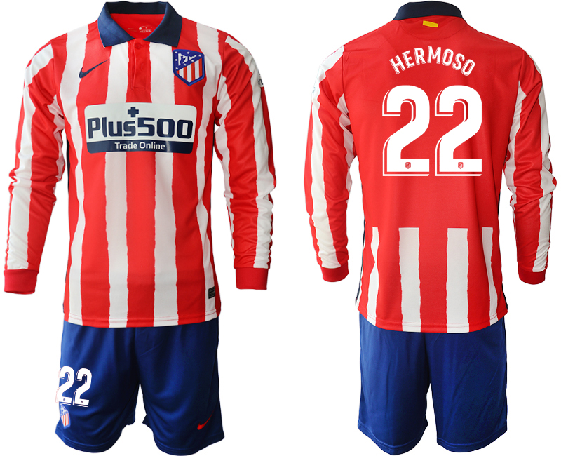 2020-21 Atletico Madrid home 22# HERMOSO long sleeve soccer jerseys