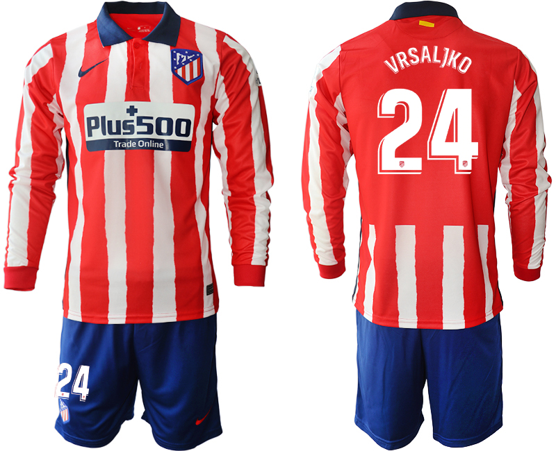 2020-21 Atletico Madrid home 24# VRSALJKO long sleeve soccer jerseys