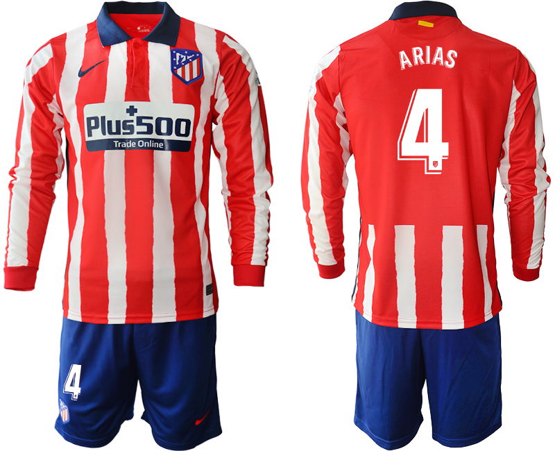 2020-21 Atletico Madrid home 4# ARIAS long sleeve soccer jerseys