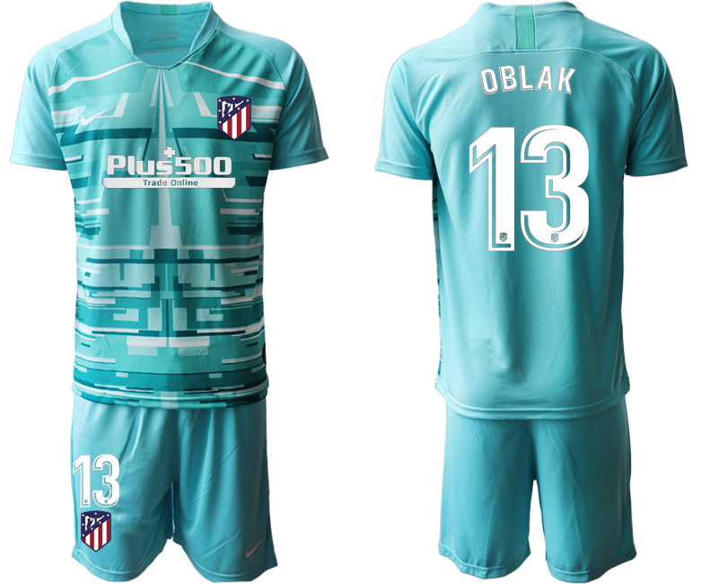 2020-21 Atletico Madrid lake blue goalkeeper 13# OBLAK soccer jerseys.