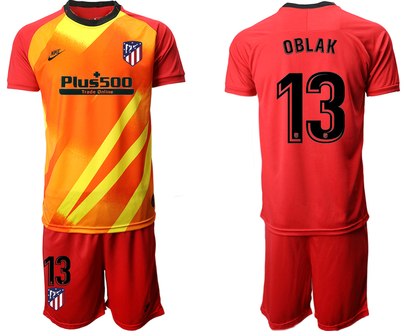 2020-21 Atletico Madrid red goalkeeper 13# OBLAK soccer jerseys.