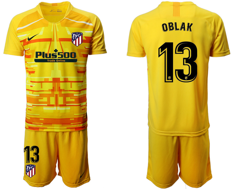 2020-21 Atletico Madrid yellow goalkeeper 13# OBLAK soccer jerseys.