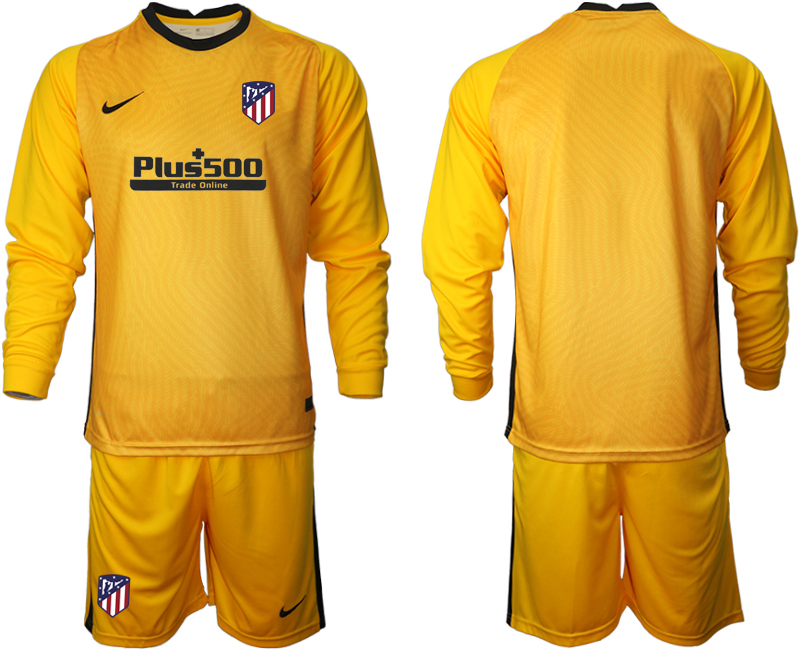 2020-21 Atletico Madrid yellow goalkeeper long sleeve soccer jerseys