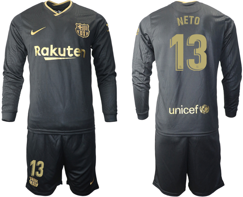 2020-21 Barcelona away 13# NETO long sleeve soccer jerseys