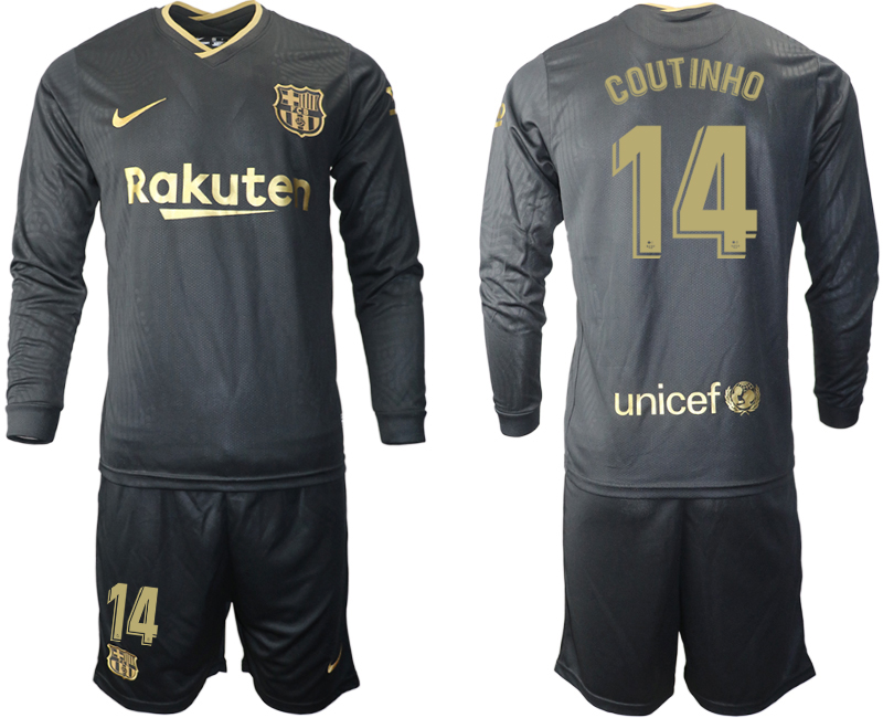 2020-21 Barcelona away 14# COUTINHO long sleeve soccer jerseys