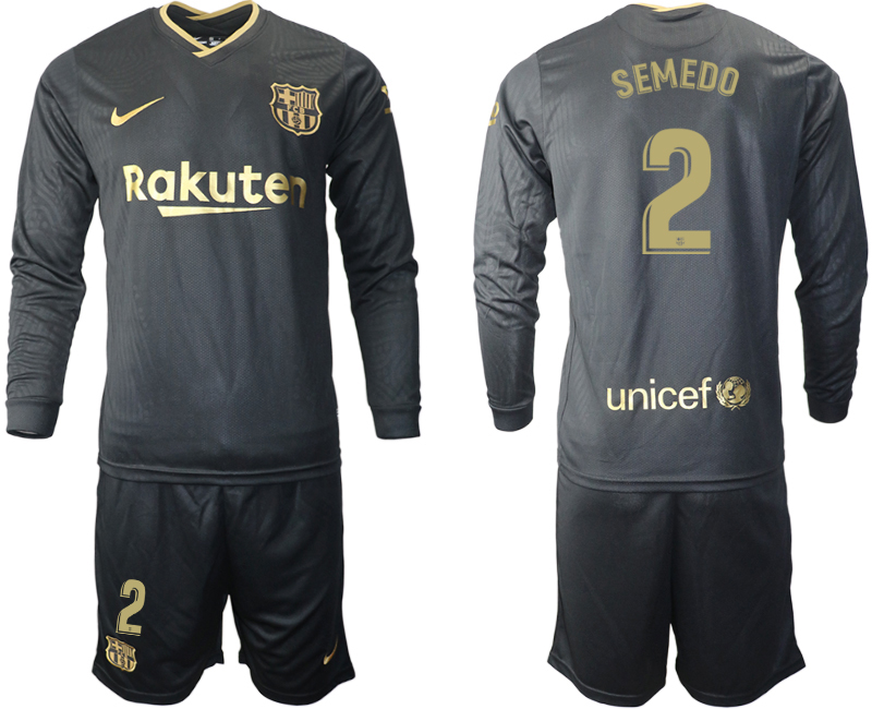 2020-21 Barcelona away 2# SEMEDO long sleeve soccer jerseys