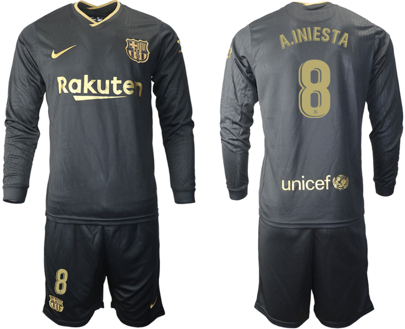 2020-21 Barcelona away 8# A.INIESTA long sleeve soccer jerseys