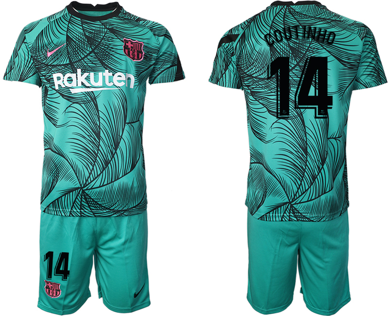 2020-21 Barcelona green training suit 14# COUTINHO soccer jerseys