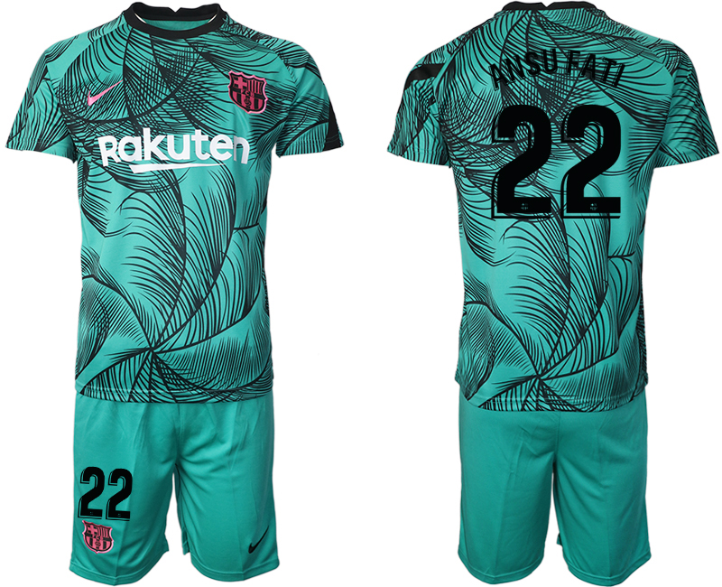 2020-21 Barcelona green training suit 22# ANSU FATI soccer jerseys