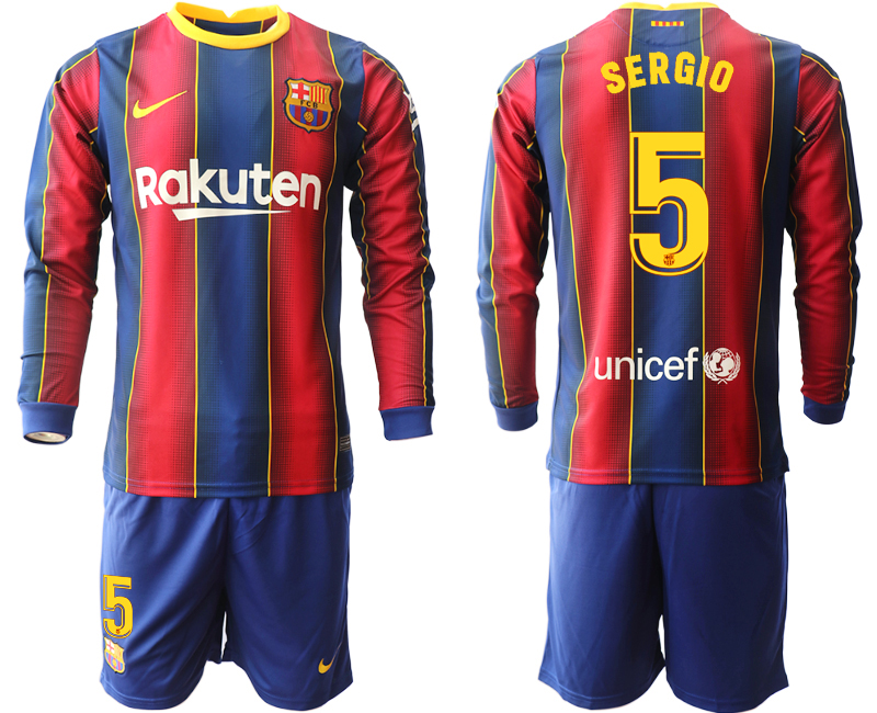 2020-21 Barcelona home 5# SERGIO long sleeve soccer jerseys