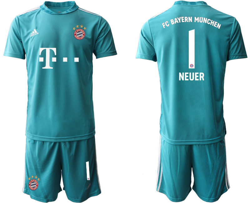 2020-21 Bayern Munich 1 NEUER Blue Goalkeeper Soccer Jersey