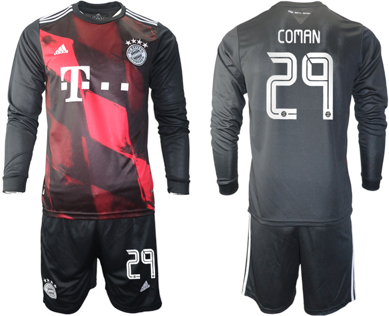 2020-21 Bayern Munich away 29# COMAN black long sleeve soccer jerseys