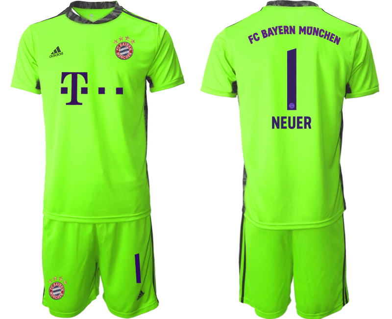 2020-21 Bayern Munich fluorescent green goalkeeper 1# NEUER soccer jerseys