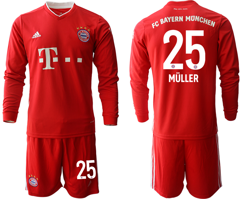 2020-21 Bayern Munich home 25# MULLER long sleeve soccer jerseys