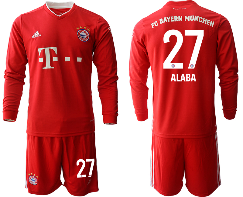 2020-21 Bayern Munich home 27# ALABA long sleeve soccer jerseys