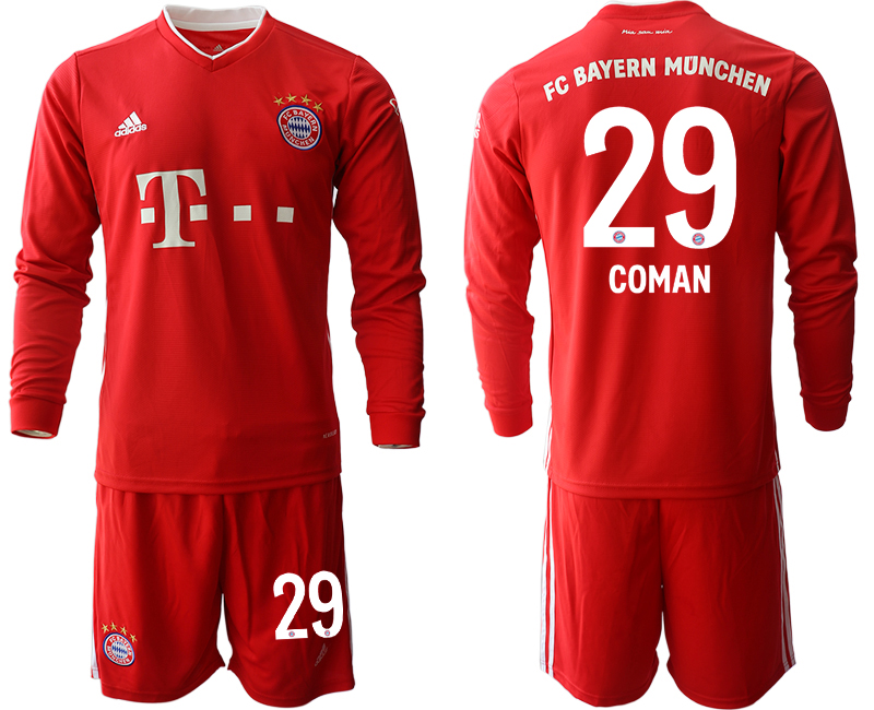 2020-21 Bayern Munich home 29# COMAN long sleeve soccer jerseys