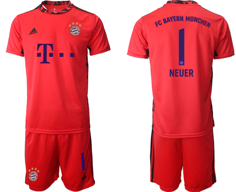 2020-21 Bayern Munich red goalkeeper 1# NEUER soccer jerseys