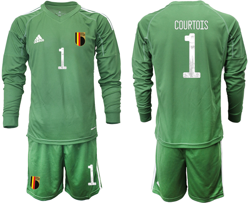 2020-21 Belgium army green goalkeeper 1# COURTOIS long sleeve soccer jerseys