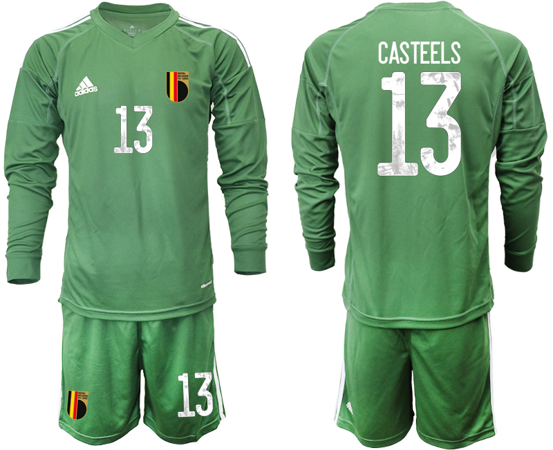 2020-21 Belgium army green goalkeeper 13# CASTEELS long sleeve soccer jerseys