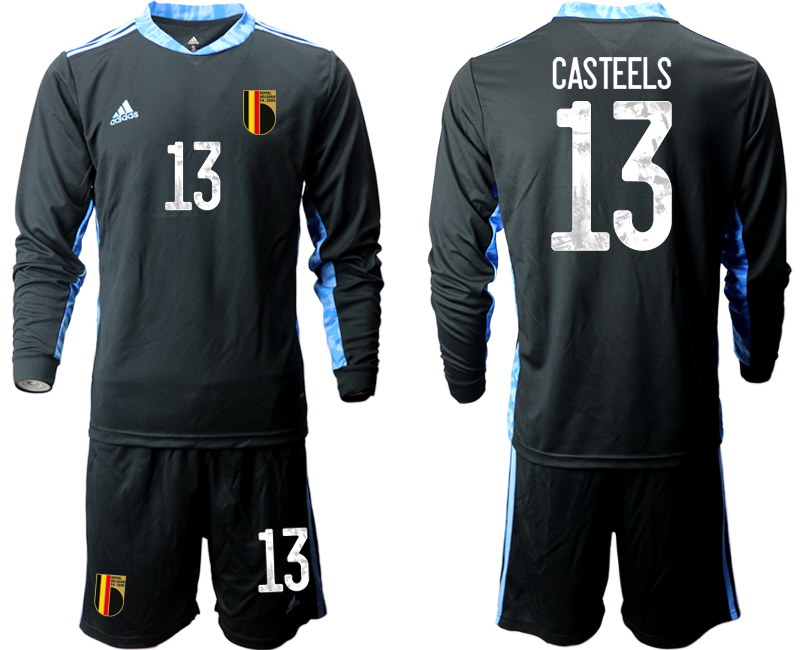 2020-21 Belgium black goalkeeper 13# CASTEELS long sleeve soccer jerseys