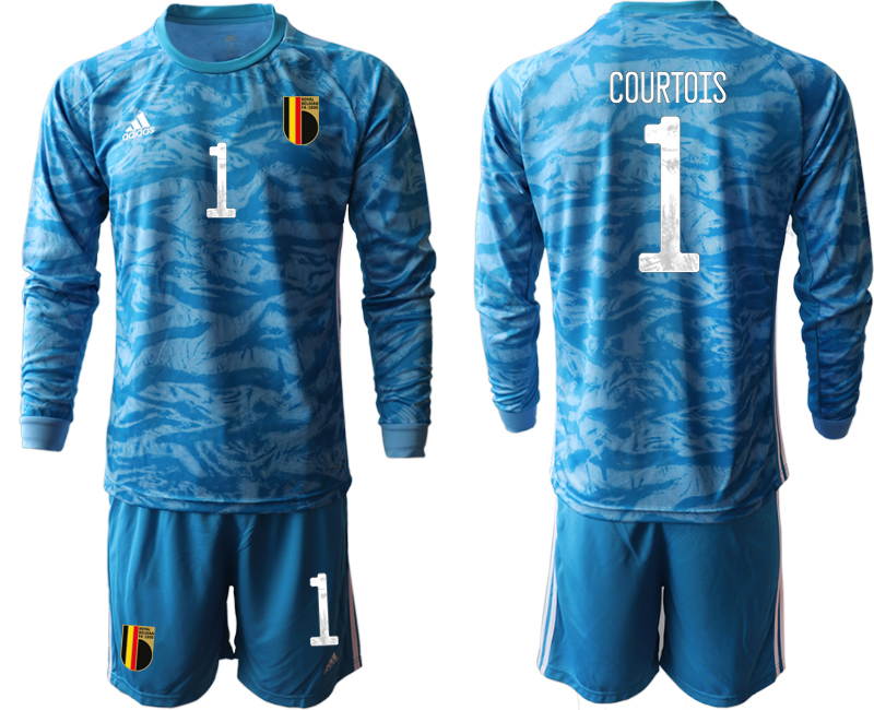 2020-21 Belgium blue goalkeeper 1# COURTOIS long sleeve soccer jerseys