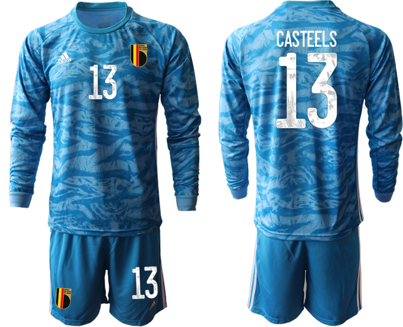 2020-21 Belgium blue goalkeeper 13# CASTEELS long sleeve soccer jerseys