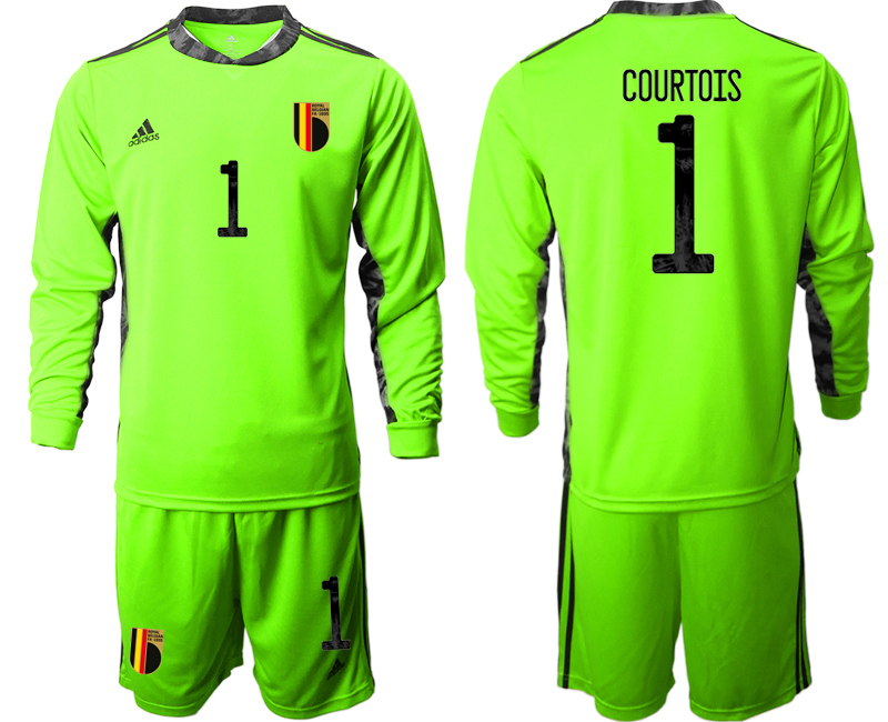 2020-21 Belgium fluorescent green goalkeeper 1# COURTOIS long sleeve soccer jerseys