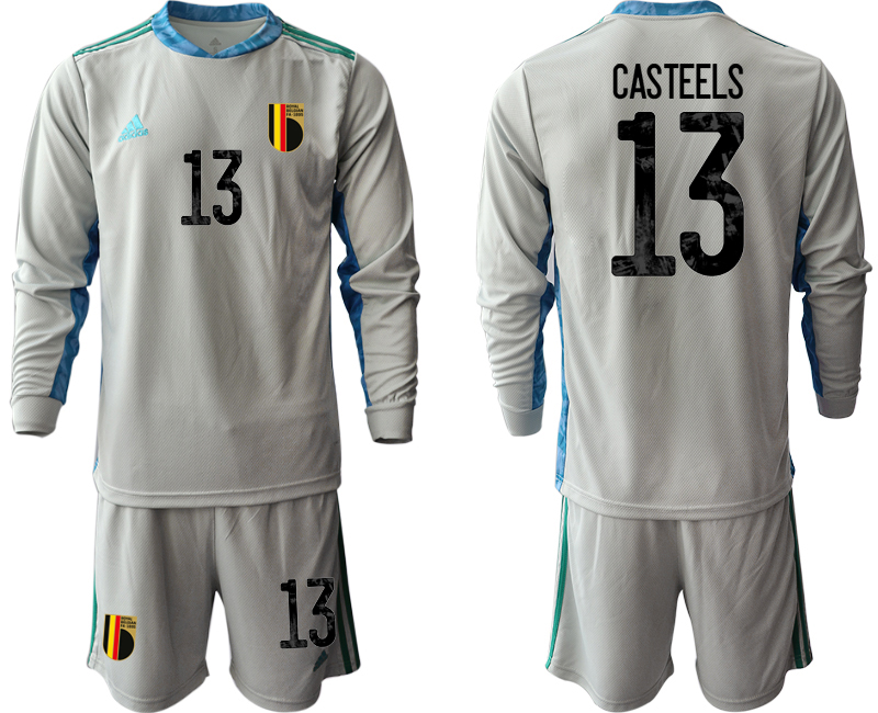 2020-21 Belgium gray goalkeeper 13# CASTEELS long sleeve soccer jerseys