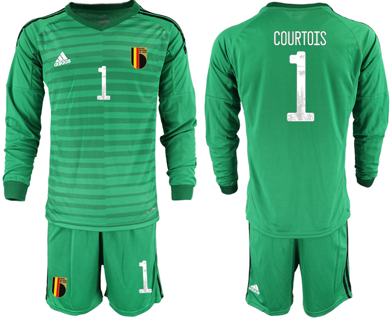 2020-21 Belgium green goalkeeper 1# COURTOIS long sleeve  soccer jerseys