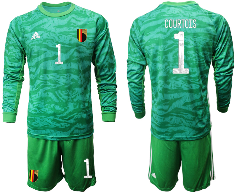 2020-21 Belgium green goalkeeper 1# COURTOIS long sleeve soccer jerseys