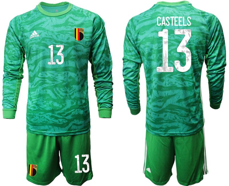 2020-21 Belgium green goalkeeper 13# CASTEELS long sleeve soccer jerseys