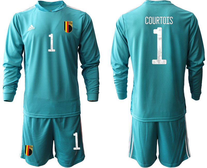 2020-21 Belgium lake blue goalkeeper 1# COURTOIS long sleeve soccer jerseys