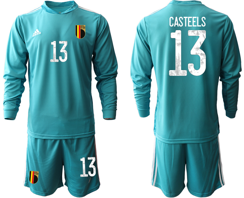 2020-21 Belgium lake blue goalkeeper 13# CASTEELS long sleeve soccer jerseys