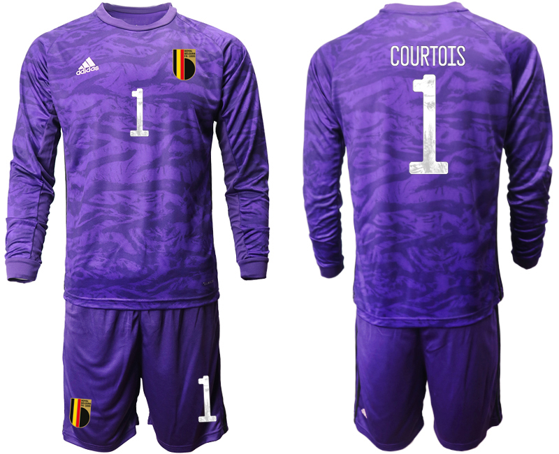 2020-21 Belgium purple goalkeeper 1# COURTOIS long sleeve  soccer jerseys