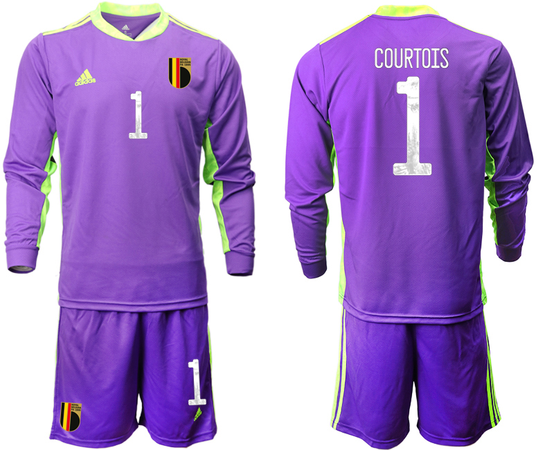 2020-21 Belgium purple goalkeeper 1# COURTOIS long sleeve soccer jerseys