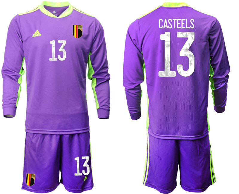 2020-21 Belgium purple goalkeeper 13# CASTEELS long sleeve soccer jerseys