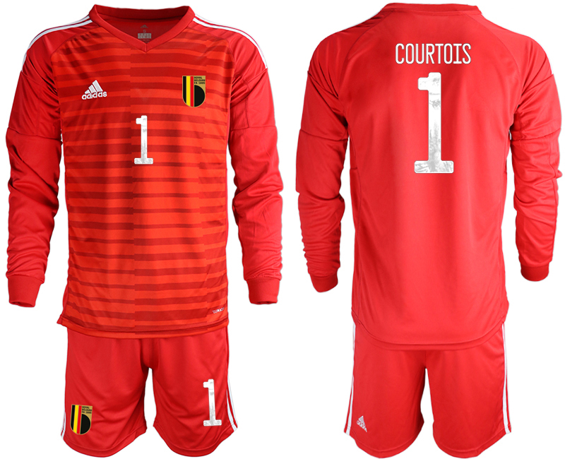 2020-21 Belgium red goalkeeper 1# COURTOIS long sleeve  soccer jerseys