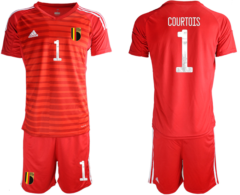 2020-21 Belgium red goalkeeper 1# COURTOIS soccer jerseys.